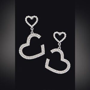 #148 Half Heart Silver Drop Earrings